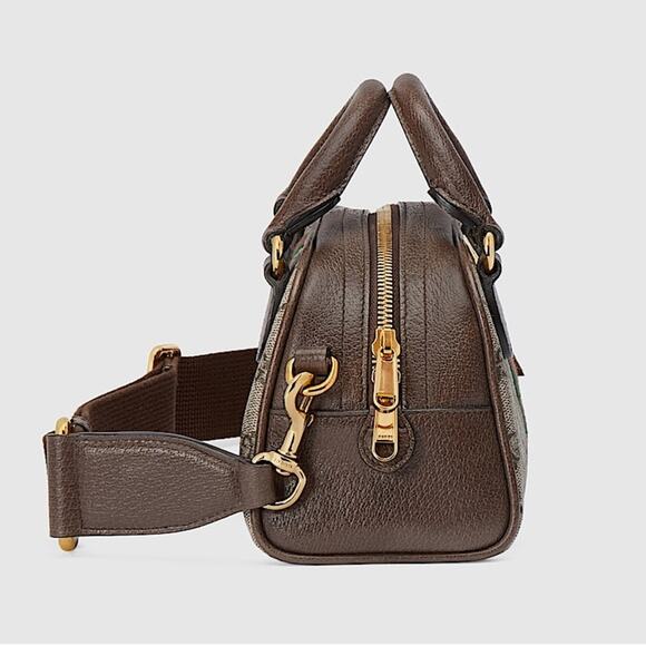 Gucci Ophidia GG Mini Top Handle Bag Dome Shape Crossbody Brown Gold New Rare - Picture 11 of 16